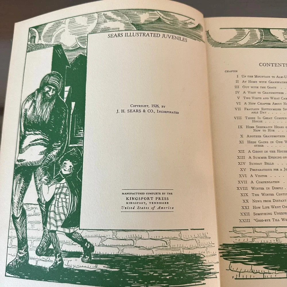 Heidi Johanna Spyri 1926 J.H. Sears Illustrated Juveniles Gertrude Welling Green